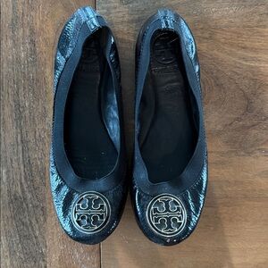 Tory Burch Black Textured Flats